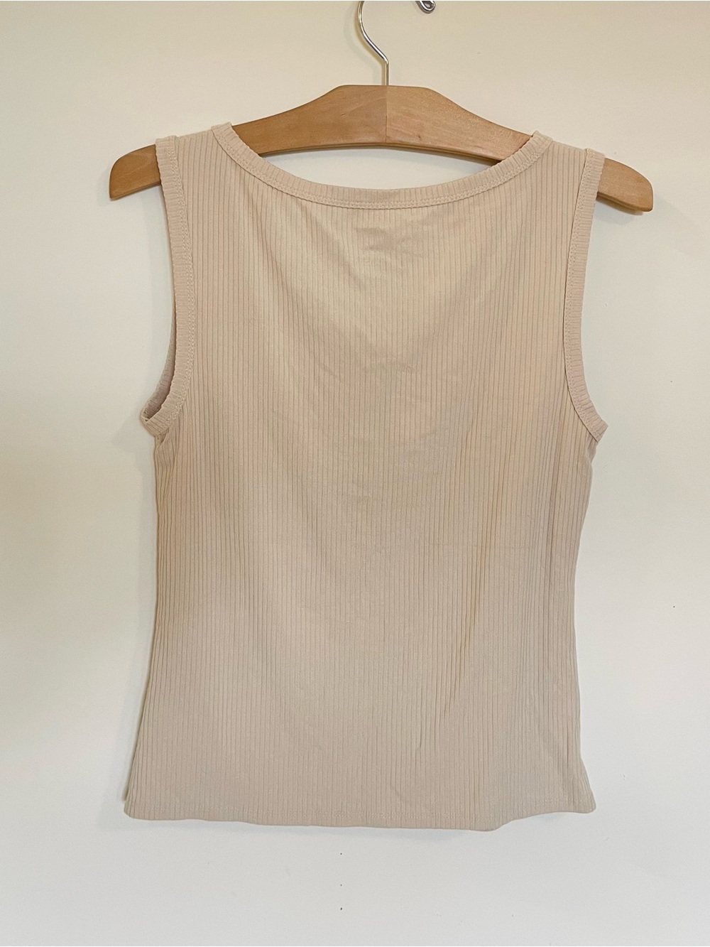 dip light Taupe Ribbed Button-Down Tank - Picture 4 of 5